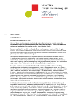 Tjedan maslinovog ulja (objava za medije) - Hrvatska