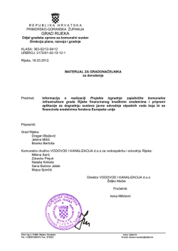 Informacija o realizaciji Projekta izgradnje zajedničke