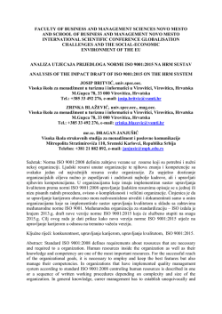 Analiza utjecaja prijedloga norme ISO 9001:2015 na HRM sustav