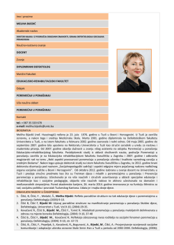 Ime i prezime MELIHA BIJEDIĆ Akademski naslov Naučno