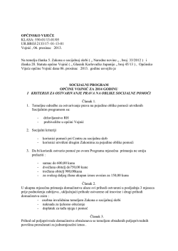 socijalni program općine vojnić za 2014 godinu i