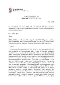 1 Republika Srbija Tužila&scaron;tvo za ratne zločine VI&Scaron;I SUD U