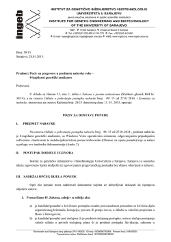 Broj: 50/15 Sarajevo, 28.01.2015. Predmet: Poziv na pregovore u