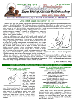 ŽUPNI LISTIĆ (br. 7/273) - Župa Svetog Antuna Padovanskog