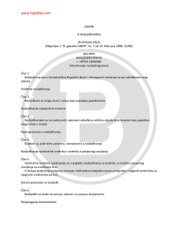 Page 1 www.legalbp.com ZAKON O NASLJEĐIVANJU (Preči&scaron;deni