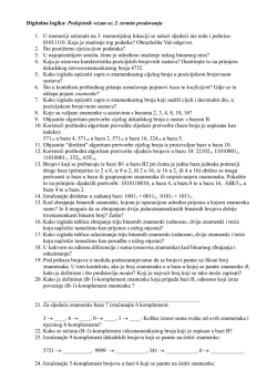 Digitalna logika: Podsjetnik vezan uz 2. termin predavanja 1. U