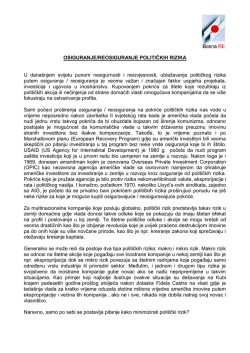 OSIGURANJE/REOSIGURANJE POLITIČKIH RIZIKA U