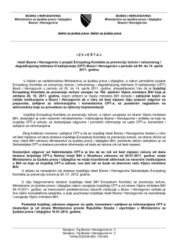 Izvje&scaron;taj vlasti Bosne i Hercegovine o posjeti Evropskog Komiteta za