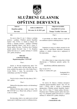 "Službeni glasnik op&scaron;tine Derventa" broj: 8/13