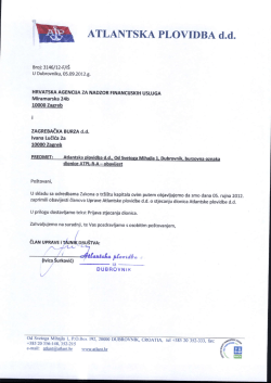 prijava stjecanja dionica - Atlantska plovidba dd Dubrovnik