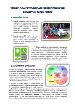 10 razloga zašto upisati ELPROS - Elektrotehnička i prometna škola