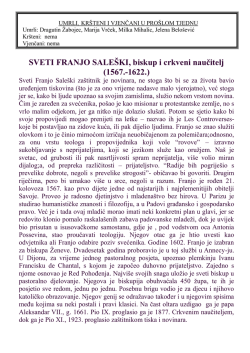 SVETI FRANJO SALE&Scaron;KI, biskup i crkveni nauĉitelj