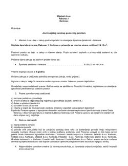 Mladost d.o.o. Rakovac 1 Karlovac Objavljuje Javni natječaj za