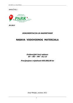 nabava vodovodnog materijala - Komunalno gospodarstvo Park doo