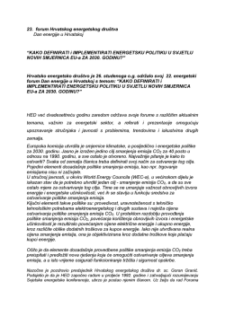 23. forum Hrvatskog energetskog dru&scaron;tva Dan energije u Hrvatskoj