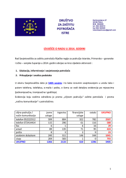 Izvje&scaron;će o radu u 2014.g.