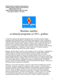 Rastimo zajedno -evaluacija programa za 2011. godinu-