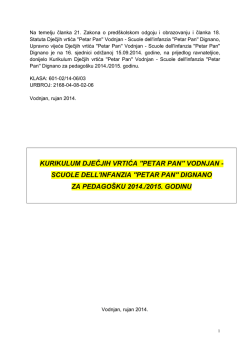KURIKULUM DJEČJIH VRTIĆA ``PETAR PAN`` VODNJAN