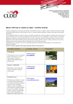 Mjesta u BiH koja su vrijedna za vidjeti &ndash; turističke atrakcije