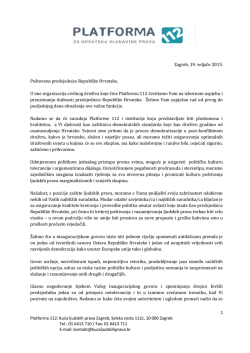 Platforma 112 - Otvoreno pismo predsjednici RH