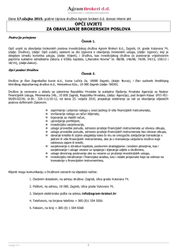Opći uvjeti za obavljanje brokerskih poslova