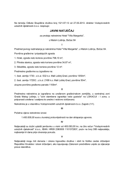 JAVNI NATJEČAJ - Vodoprivredne uslužne djelatnosti