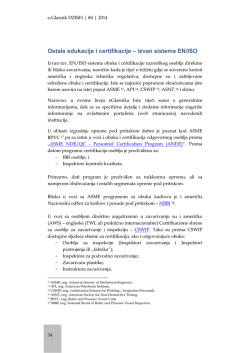 Ostale edukacije i certifikacije &ndash; izvan sistema EN/ISO