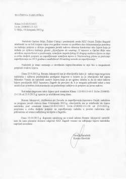SLUŽBENA ZABILJE&Scaron;KA Klasa:l 12-03/13-01/1 Ur.br. :2100/02