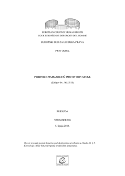 EUROPSKI SUD ZA LJUDSKA PRAVA PRVI ODJEL