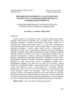 279 preferencije potro&scaron;ača i zastupljenost voćnih vina u