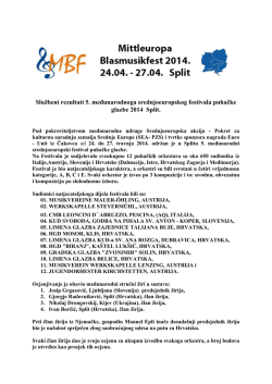 Službeni rezultati 5. međunarodnoga srednjoeuropskog festivala