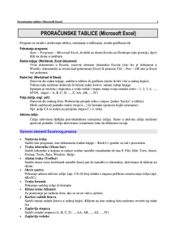PRORAČUNSKE TABLICE (Microsoft Excel)