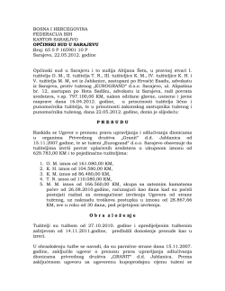 Raskid Ugovora o prenosu prava upravljanja i odlučivanja
