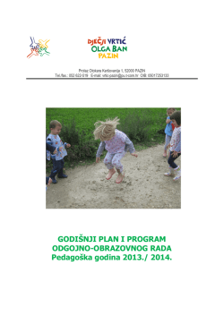 Godi&scaron;nji plan rada DV - Dječji vrtić Olga Ban Pazin