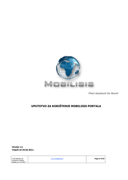 Uputstvo za korištenje MOBILISIS portala