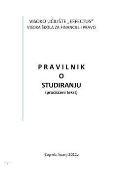 Pravilnik o studiranju Visoko učili&scaron;te Effectus