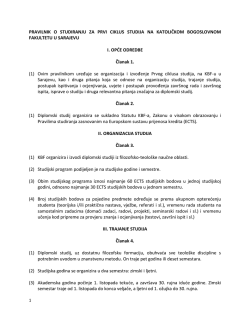 Pravilnik o I. ciklusu studija KBFa
