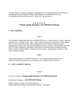 STATUT Udruge malih dioničara ALUMINIJA&Scaron; Mostar