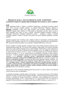 program rada s financijskim planom turističke zajednice bjelovarsko