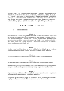 Pravilnik o radu - Glazbena škola Blagoje Bersa