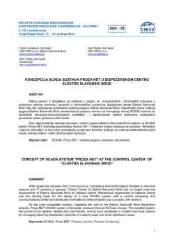 koncepcija scada sustava proza net u dispečerskom centru elektre