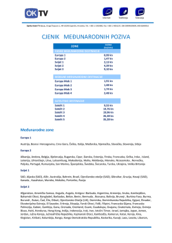 CJENIK MEĐUNARODNIH POZIVA - OKTV-a