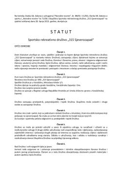 S T A T U T - SRD 315 sjeverozapad