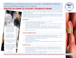 stručni savjetnik za kvalitet i sigurnost hrane