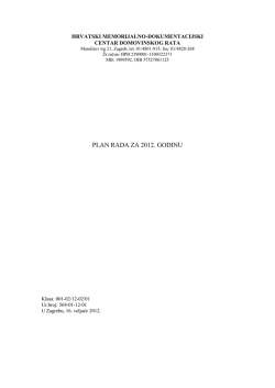 plan rada za 2012. godinu - hrvatski memorijalno