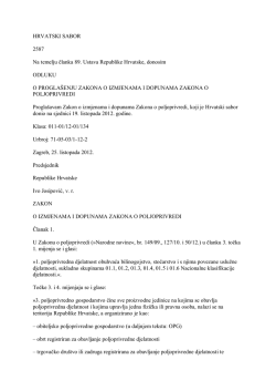 HRVATSKI SABOR 2587 Na temelju članka 89. Ustava Republike