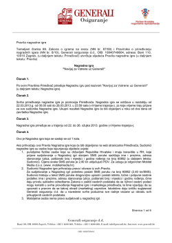 "Pravila nagradne igre "Navijaj za Vatrene uz Generali!