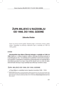 ŽUPA MILJEVCI U RAZDOBLJU OD 1900. DO 1950. GODINE