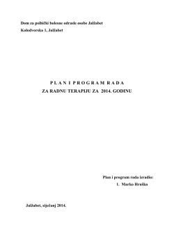 planiprogramrada za radnu terapiju za 2014. godinu