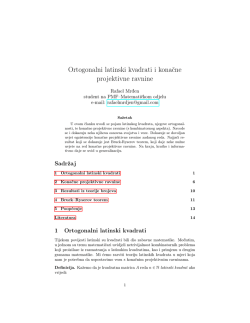 Ortogonalni latinski kvadrati i konačne projektivne - Math.e